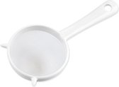 WiseGoods Meelzeef - Poederstrooier - Plastic Kefir Zeef - Kunststof Keuken Mesh Zeef - Metaalvrije - Ø 9cm - Wit