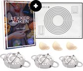 YUGN Dumpling Maker Set van 3 formaten en inclusief Siliconenmat - Ook Als Ravioli Maker Pastei Maker en Empanade Maker Te Gebruiken - Ravioli vorm - Voor Heerlijke Dumplings en Een Mooie Pastei Vorm Raviolivorm - Cadeau tip - Sinterklaas