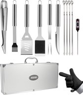 BBQ accesoires set met thermometer, handschoenen, bbq tang, bbq borstel van Zedar