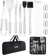 GrillX Barbecue Gereedschap Set - 19-delig - Inclusief Luxe Draagtas - BBQ Accesoires - Gereedschapset