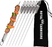 ROYAL CARNIVORE | 6 Stuks | 35cm | BBQ spiezen | Sate prikkers | Kebab spiezen | BBQ gereedschap | BBQ accessoires