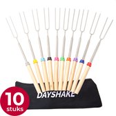 Dayshake Marshmallow spiezen - 10 stuks - 80cm - Uitschuifbare BBQ Spiezen - BBQ Accesoires - Inclusief opbergtasje