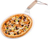 Nowad Pizzaschep RVS Rond Voor BBQ En Oven - 30,5 cm - Pizzaspatel - Taartschep - Houten Handvat - Ophangbaar - Rond - Vaatwasbestendig - Keukenaccessoires