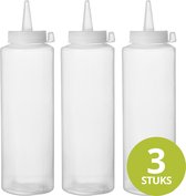 Veluw® Doseerfles Knijpfles - Garneerfles - Sausfles - Spuitfles - Beslagspuit - Doseerspuit - Transparant - 200ml - Ø5x(H)18,5cm ( Set van 3 )