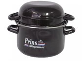 Prins en Dingemanse Mosselpan - Ø 24 cm - 2 kg - Geschikt voor Inductie - Mosselpot met Deksel - Zwart