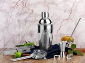 Robuuste Kwaliteit Cocktailshaker Set RVS + 2 gratis RVS rietjes - Keizer RVS - 5 Delige Set - RVS Bar Shaker Set