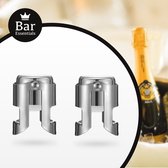 Bar Essentials® Champagnestopper set (2x zilverkleurig) - Flesafsluiter - Champagne afsluiter - Champagnestop - Champagne dop - Champagnedop
