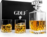 GDLF® Kristal Vintage Whiskey Karaf Set in een Luxe Geschenkdoos | Whiskey Set | Hoogwaardig Lood-Vrij Kristal | 800 ml Whiskey Karaf & 2 Whiskey glazen | Peaky Blinders | Whisky Set | Kado Man | Cadeau Voor Man | Sinterklaas Cadeautjes