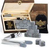 Whisiskey Luxe Whiskey Stones Set - 12 stuks - Fluwelen Opbergzak - Flessenstopper - IJstang - Herbruikbare IJsblokjes - Natuursteen Whiskey Stenen Voor Glazen - Accessoires - IJklontjes Steen - Drank Koeler - Sinterklaas Cadeautjes - Cadeau voor Man