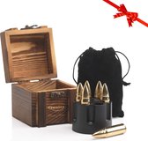 Whiskey Stones Set BULLETS – Kogel Whisky Stenen - Luxe Cadeau Set Man Vrouw - Herbruikbare ijsblokjes – Goud Qwality