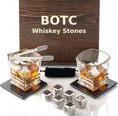 BOTC RVS Whiskey Stones Set - 9 delig  Whisky Stenen Met Ijs Tang - Herbruikbare Ijsblokjes - Metalen Ice Cubes Herbruikbaar
