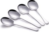 Set van 4 grote opscheplepels - Groentelepel - Aardappellepel - Serveerlepel - 22cm - RVS - Zilver