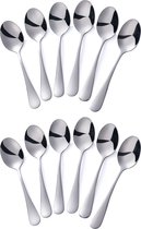 Set van 12 ovale koffielepels - 13.8cm - RVS - Theelepels - Kleine lepels voor koffie & thee - Zilver