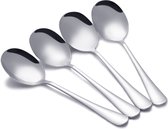 Set van 4 kleine opscheplepels - Groentelepel - Aardappellepel - Serveerlepel - 22cm - RVS - Zilver