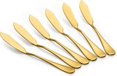 Set van 6 botermesjes - Smeermessen - Kleine mesjes voor tapas - 14.5cm - RVS - Goud