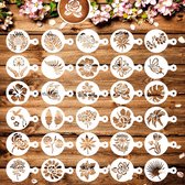 BOTC Cappuccino sjabloon - 30 Herbruikbaar Barista Tools / Bloemen-  DIY Stencil Cookie Barista Tools voor Hot Chocolate / Cupcake / Cappuccino Decoratie - 9.7x7CM)