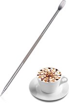 Barista - Latte art pen - RVS - Cappuccino decoratie pencil - Koffie sjablonen maken - Koffie art - Zilver