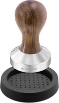 Navaris koffie en espresso tamper - Stamper voor het aandrukken van gemalen koffie - Van roestvrij staal met houten handvat - Ø 58 mm