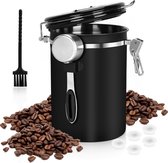 Koffieblik luchtdicht 1.8L koffiebus roestvrij staal  aromadicht vacuüm koffiebox met lepel voorraaddoos voor koffiepoeder thee cacao
