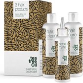 Australian Hoofdhuidverzorging Serie van 3 producten | Tea Tree Olie Scalp Hoofdhuidbehandeling van Droge, Jeukende en Schilferige Hoofdhuid & Haar, Roos en Vlekken | Bevat: Hoofdhuidserum 150ml + Shampoo 250ml + Conditioner 250ml