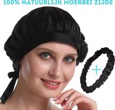 Zijden slaapmuts bonnet - 100% silk bonnet voor zacht & stralend haar - Zijden Haarmuts - Haardoek met opbergzakje