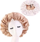 Afabs® Kaki Satijnen Slaapmuts / Hair Bonnet / Haar bonnet van Satijn / Satin bonnet / Afro nachtmuts voor slapen