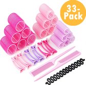 RENALUX Krulspelden XXL 33 Stuks - Krulspelden Rollers Set - Haarrollers - Kleefrollers - Krul Rollers - Haar Rollers voor Krullen - Krullen zonder Hitte - Haarkruller - 33 Pcs