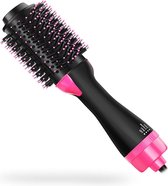 Föhnborstel 3-in-1 Keramische Magic Hair-Brush - Föhnen Stijlen Krullen - Lang haar - Roze/zwart