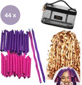 Heatless Curls 44 stuks + luxe opberg-tas -  meest complete Krulspelden - Krulset - Haarrollers - Krullen Zonder Hitte - Wave Formers - Haarkruller - Krullers - Haar Rollers Zelfklevend - Krulspelden Incl. luxe opbergzakjes