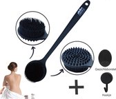 Blubs® – Badborstel – Dry brush – Rug Scrubber – Lichaamsborstel – Rugborstel douche met steel – Huidborstel – Rugborstel kunststof – Badborstel met steel – Doucheborstel met steel – Siliconen borstel – Droogborstel – Massage – Zwart