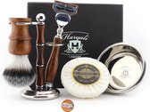 Compleet Shaving Set In Hout & Metaal. Cadeau voor Hem (Wooden Shaving Set)