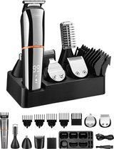 V-Goods Professionele 6 in 1 Baardtrimmer Voor Mannen/Heren - Inclusief 5 opzetstukken + Houder - Neustrimmer - Oortrimmer - Bodygroomer - 100% Waterdicht - Tondeuse