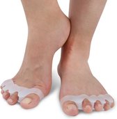 KWOEE Teenspreider - Hallux Valgus Siliconen Teencorrector - 5 tenen - 2 stuks Wit