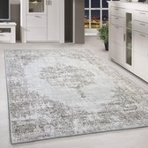 Flycarpets Burano Vintage Patchwork Vloerkleed - 160x230cm - Grijs/Beige/Taupe - Medaillon