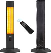 Dysis Carbon Infrarood Kachel, Terrasverwarmer - 2000W - Met Beschermhoes, Afstandsbediening, Timer, Instelbare Warmtes en LCD-scherm - Voor Binnen en Buiten