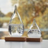 MikaMax Stormglas Small - Donderglas - Barometer - Weerglas - Weerstation - Weervoorspeller - Voorspelt het Weer - Incl. Houten Standaard - ø 8 x 11 cm