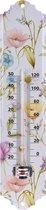 Binnen/buiten thermometer metaal met lentebloemen print 29 x 6.5 cm