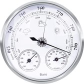 Luxe Barometer Weerstation met Thermometer Hygrometer Messing Zilverkleurig – Voor Binnen en Buiten