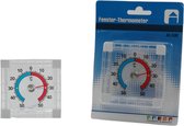 Binnen/buiten/tuin raam thermometer zelfklevend 8 x 8 cm - Raamthermometer