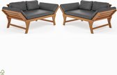 Set van 2 Loungebanken Tuin FSC Antraciet – Makkelijk Verstelbaar Lounge bank Balkon – Tuinbank Lounge Hardhout FSC – Perfecthomeshop