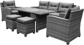 New Castle stoel-bank dining loungeset 6-delig  antraciet