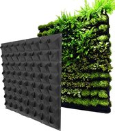 Verticale tuin met 64 plantenzakken voor buiten en binnen – Hangende plantenzak – Plantenmuur – 100 x 100 cm - Zwart