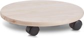 Planten trolley/multiroller naturel hout rond 35 cm - Trolleys voor kamerplanten max 100 kg