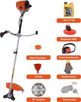 Kibani Kantenmaaier – Bosmaaier Benzine – 31cc / 1.09 pk 4-takt Motor – Incl. 40 tands zaagblad 3-tands Mes, 4T olie, Gehoorbeschermer, Handschoen, beschermbril, Draagriem & Draadkop