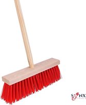 Synx Tools Harde Tuinbezem Nylon - 30 cm - Straatbezem - Bezem rood - Veger - Buiten Bezem met steel 120 cm - Schoonmaakartikelen - Schrobborstels