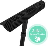 CLEANLY Rubberen Bezem met Vloertrekker – Kappersbezem – Zachte Bezem Binnen & Buiten – Trekker met Bezemsteel – 68-120 cm