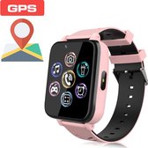 Smartwatch met GPS voor kinderen, horloge-telefoon voor meisjes en jongens, touchscreen met muziekspeler, spellen, camera, zaklamp en wekker, smartwatch om mee te bellen, cadeau (zwart)