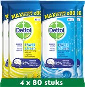 Dettol - 320 Schoonmaakdoekjes Power & Fresh - Citrus 2x80 - Oceanfris 2x80