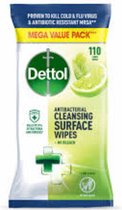 DETTOL - ANTIBACTERIËLE OPPERVLAKTEDOEKJES - LIME & MINT - 3x 110 STUKS