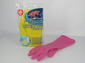 Multy Luxe Huishoudhandschoenen maat M - Natuurlatex met katoenen vlokvoering - Anti slip - Rubberen handschoenen - Waterdicht - Natuurlijk latex - Maat M